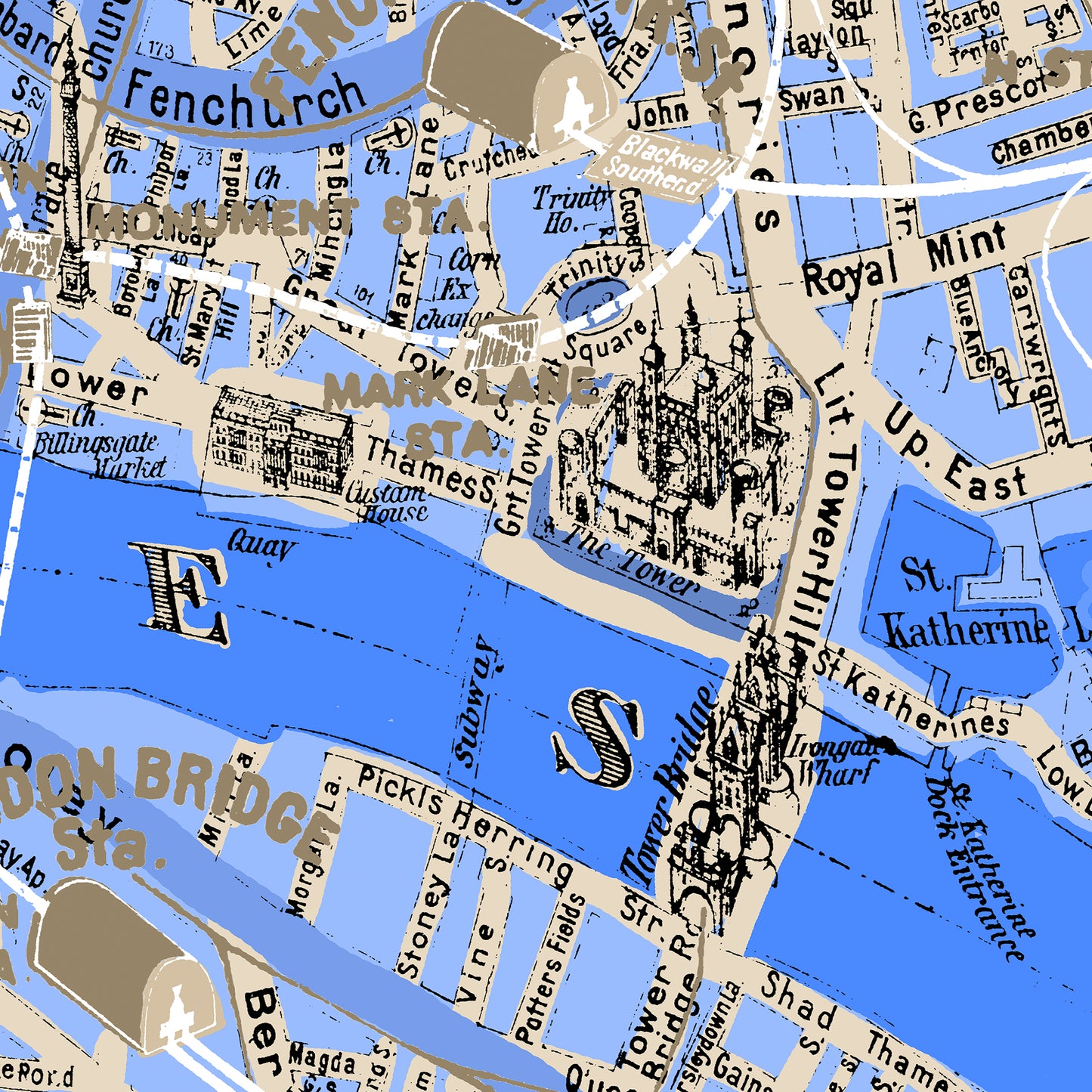 Tuch mit Londoner Stadtplan aus dem Jahr 1912