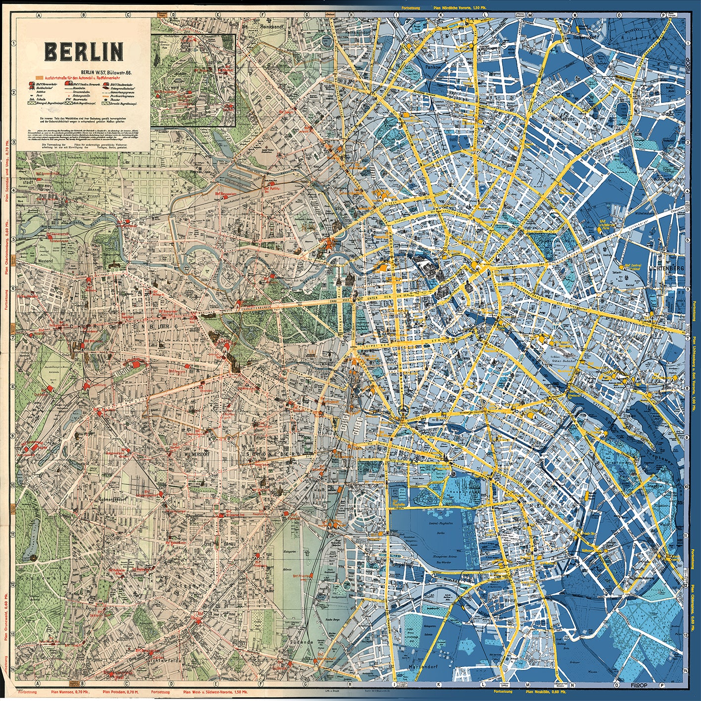 Tuch mit Berliner Stadtplan aus dem Jahr 1928