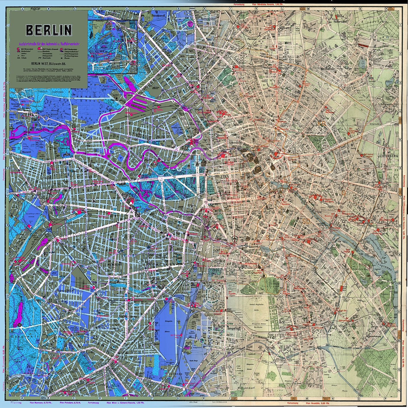 Tuch mit Berliner Stadtplan aus dem Jahr 1928