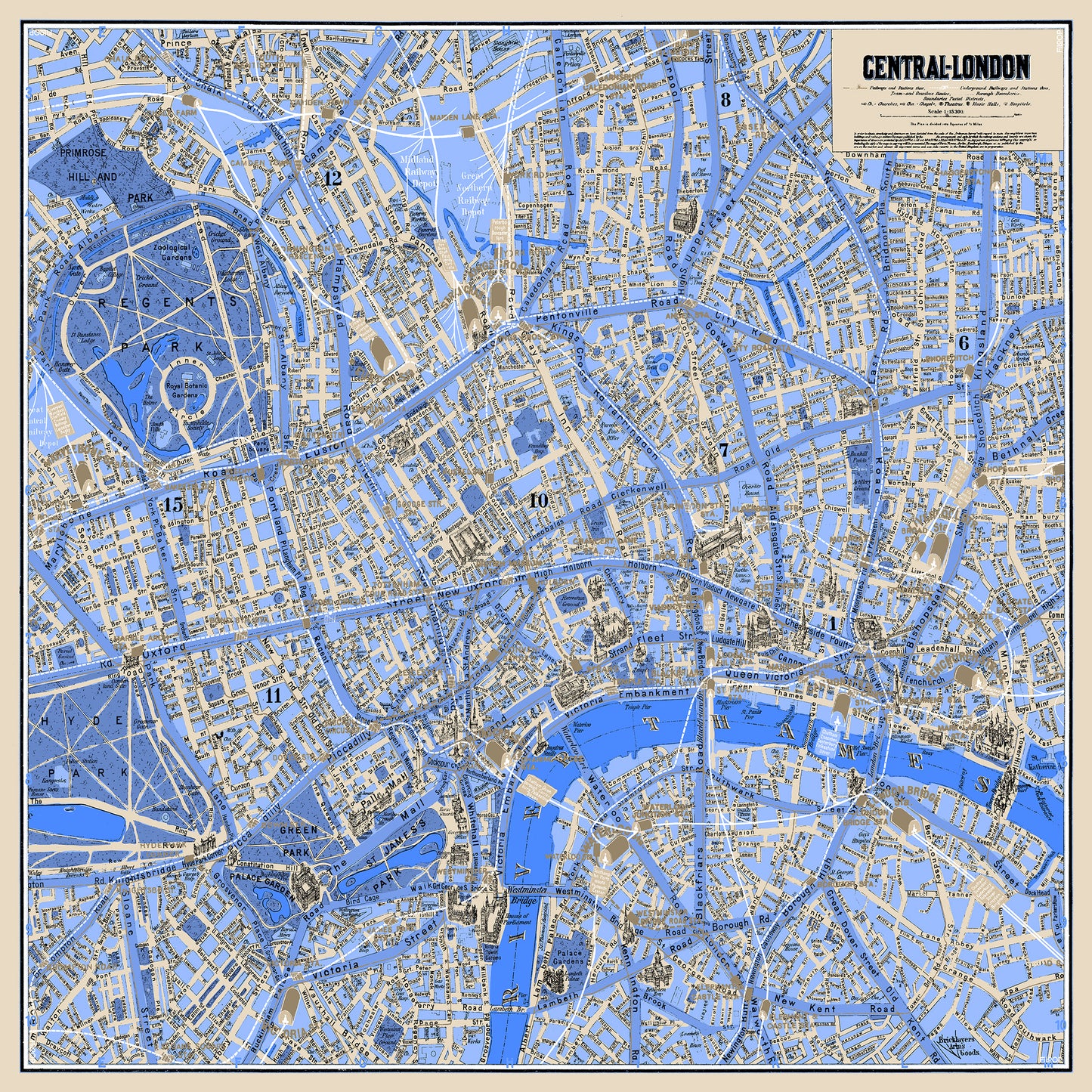 Tuch mit Londoner Stadtplan aus dem Jahr 1912