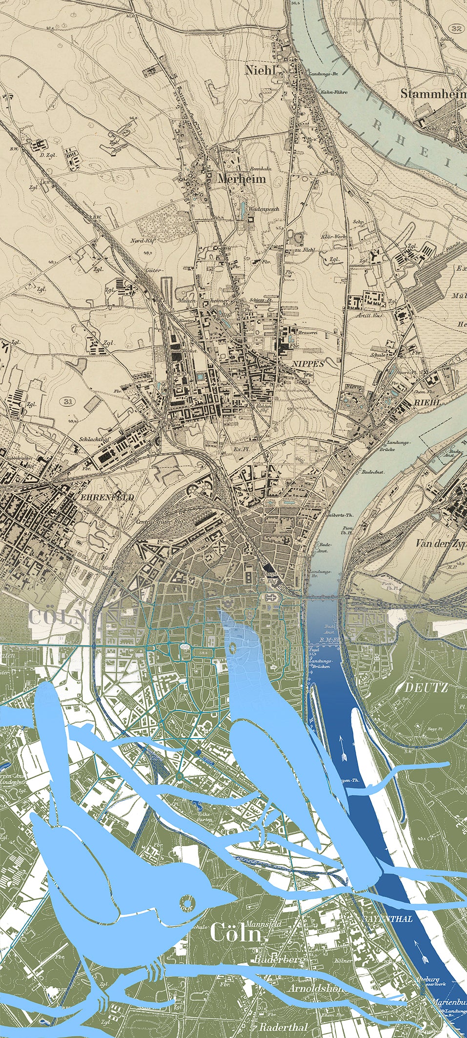 Schal mit Kölner Stadtplan von 1895