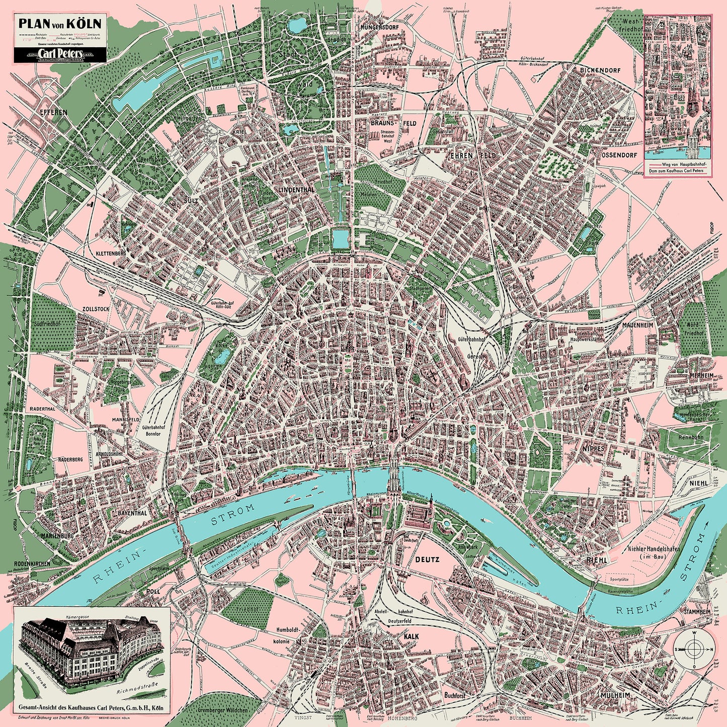 Tuch mit Kölner Stadtplan von 1936