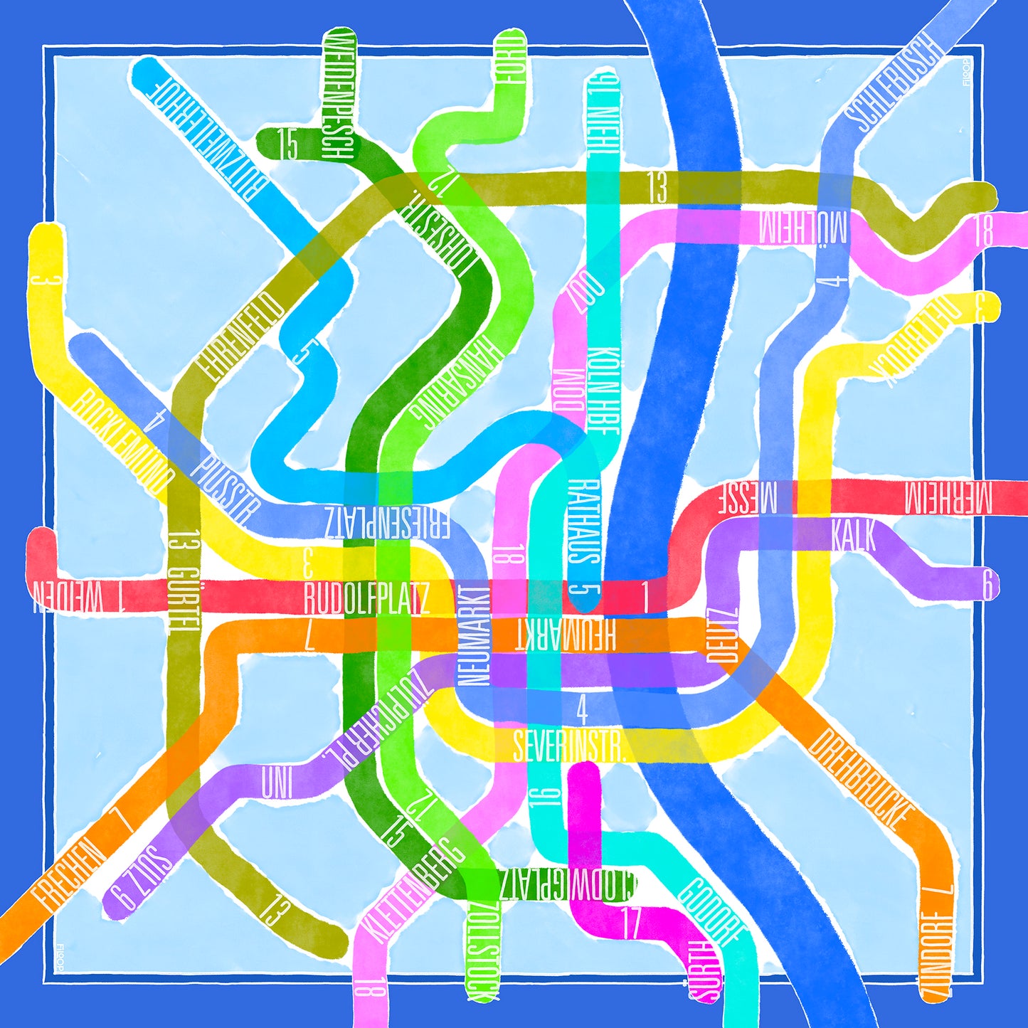 Kleines Seidencarée mit Kölner Tram-Plan